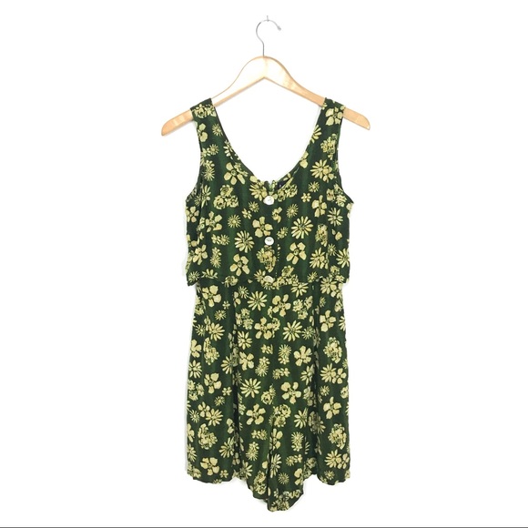 Jamie Brooke Hawaiian Floral Print Romper Green A7 - Picture 1 of 7